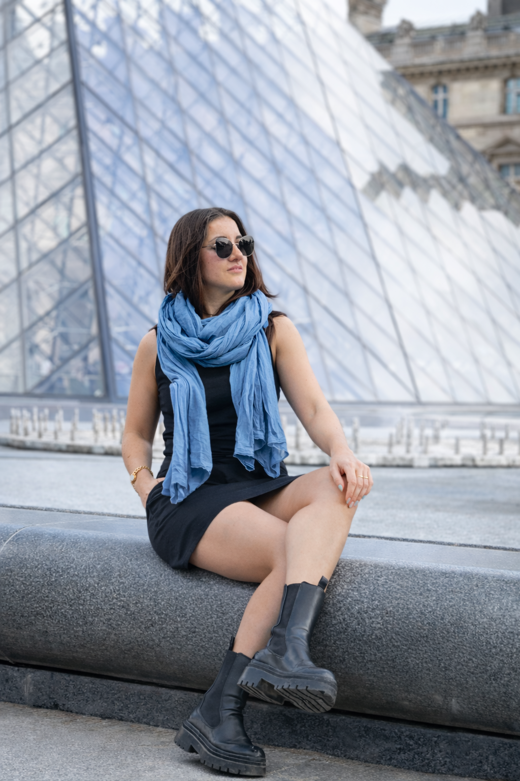 Chèche "Nomade" Bleu Pastel Uni