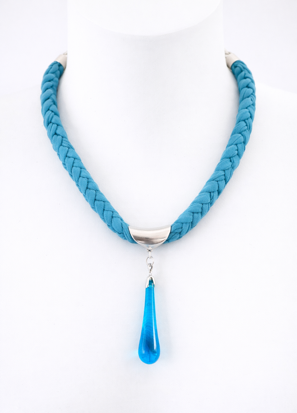 Collier "Goutte Bleue" support plaqué argent