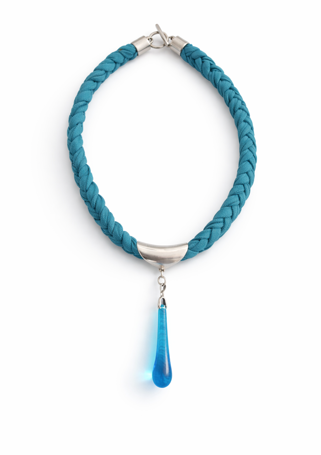 Collier "Goutte Bleue" support plaqué argent