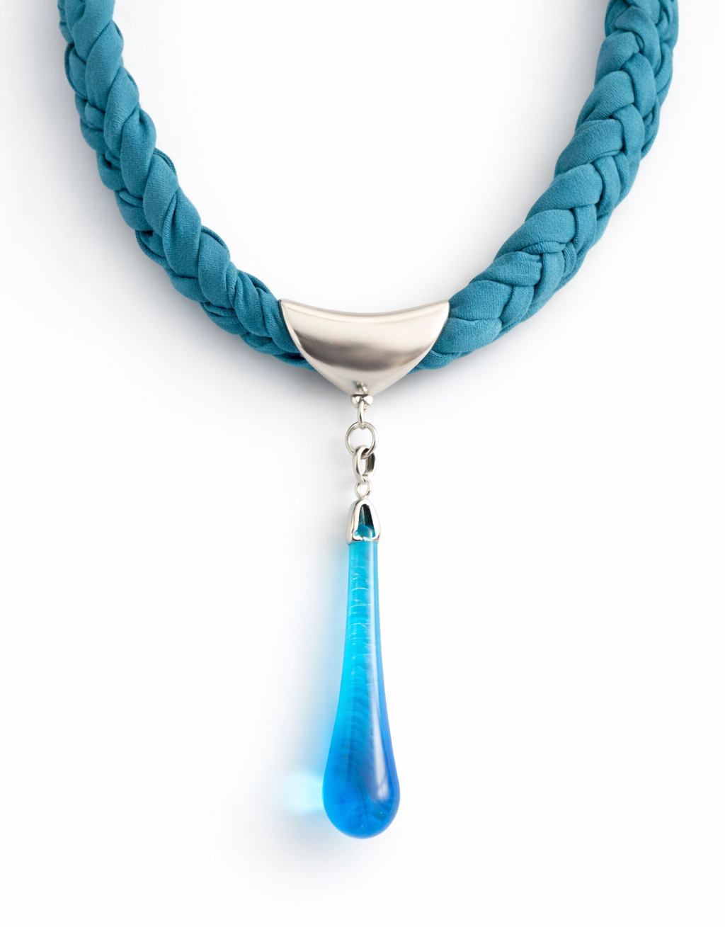 Collier "Goutte Bleue" support plaqué argent
